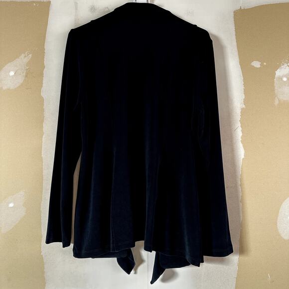 Travelers By Chico's Open Waterfall Cardigan Sweater Mid Length Navy Blue 2 L - Picture 5 of 5
